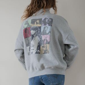 Taylor Swift Eras Tour Gray Pullover 1/4 Quarter Zip Women's Sweatshirt